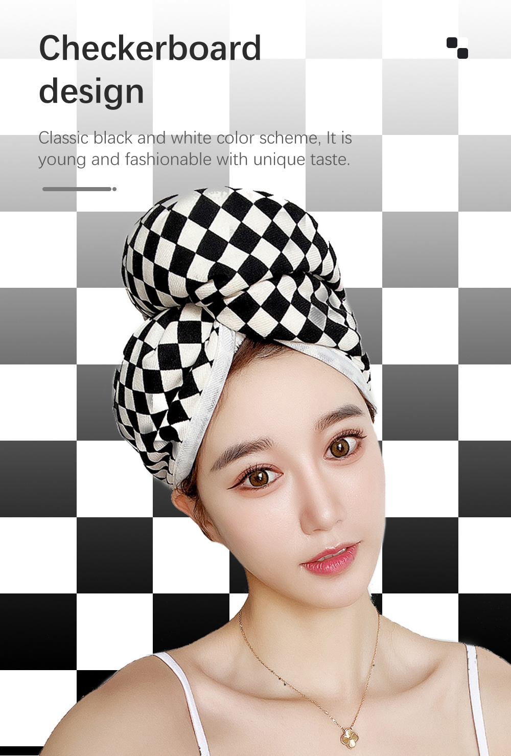 Fashion Checkerboard Hair Drying Cap-2